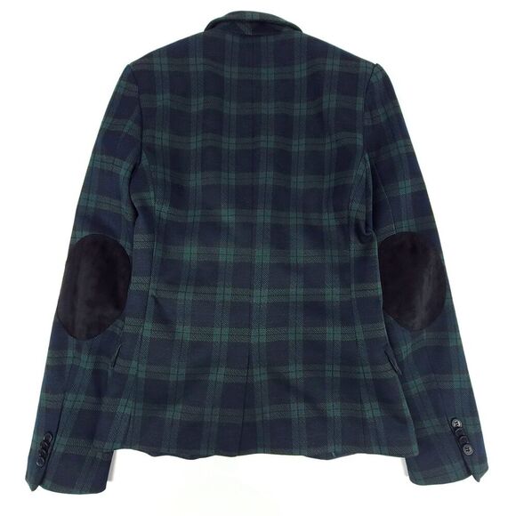 NEW Zara Tartan Plaid 2 Button Blazer Jacket with Elbow Patch Mens Small Green - Picture 8 of 12